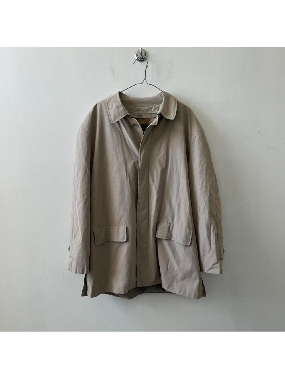 Beige / Cream / Brown Vintage London Fog Button-Up Mid-Length Jacket / Coat